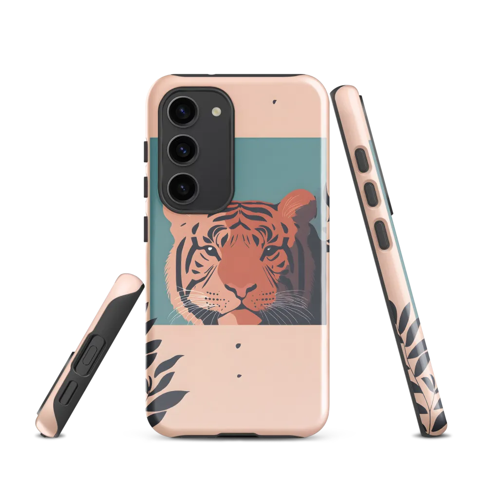 Framed Tiger in Peach and Teal