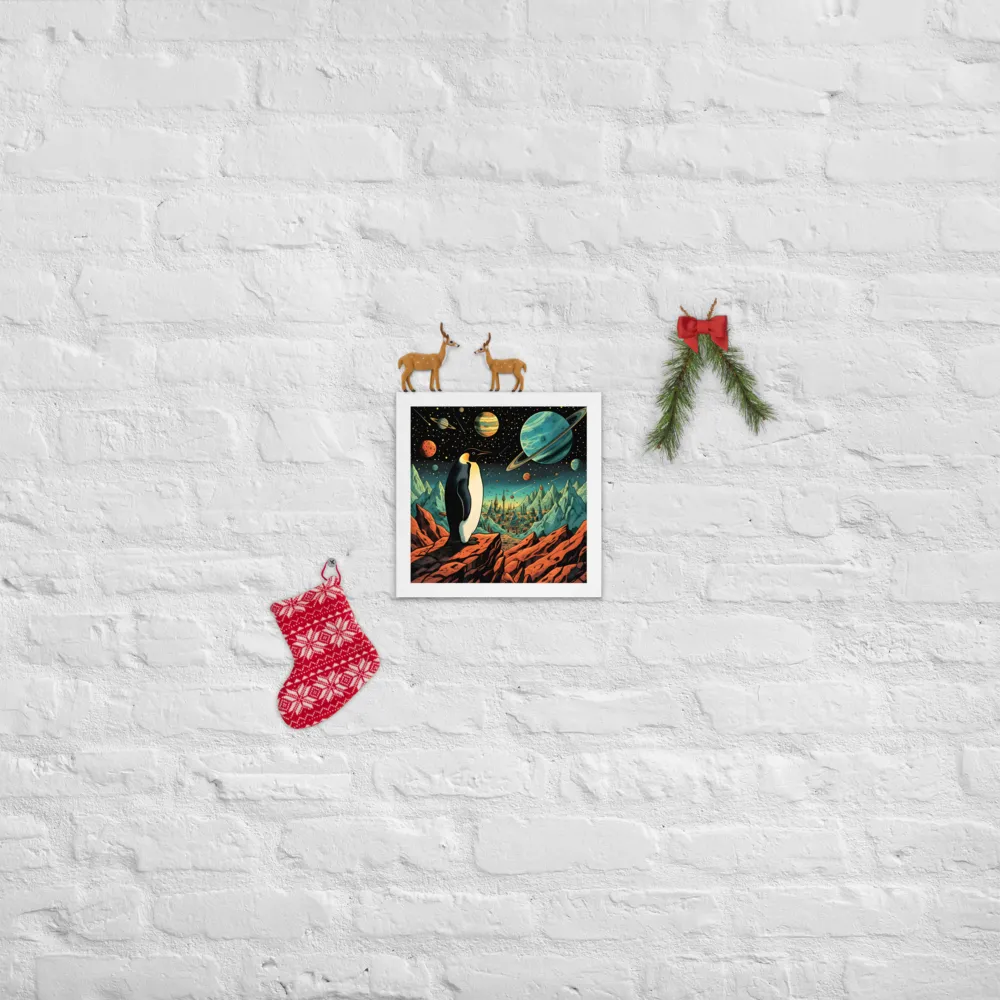 Penguin on an Alien Shore 
 Poster with White Frame | 10″x 10″