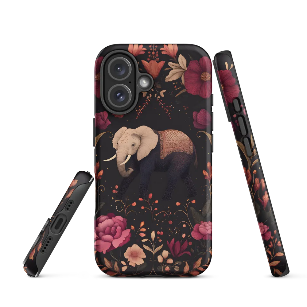 Whispers of the Wild: Elephants and Blooms | Phone Case