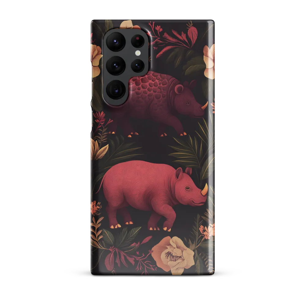 Rhinos in Floral Embrace