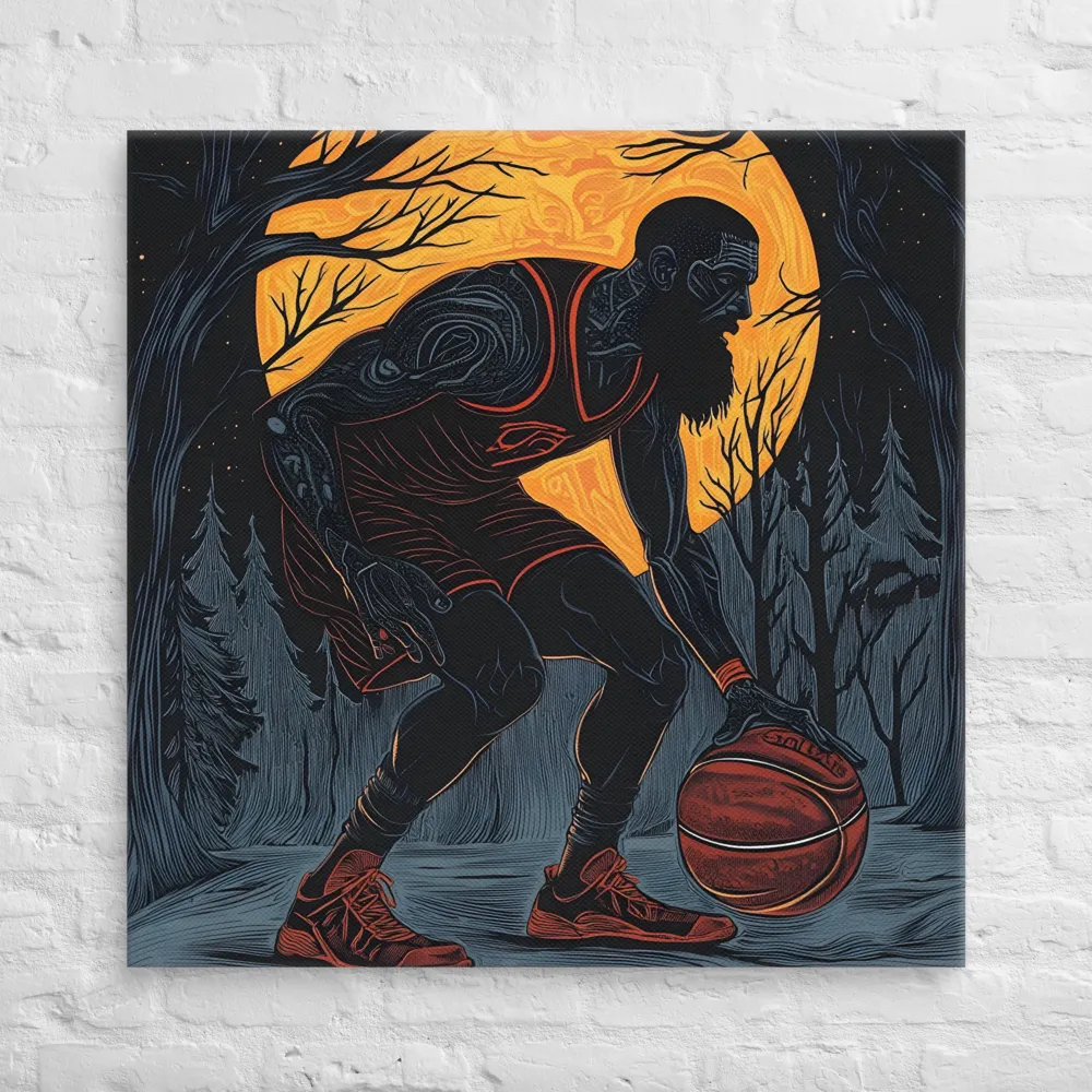 Under the Moonlight: A Basketball Player's Dance | Canvas | 36″×36″