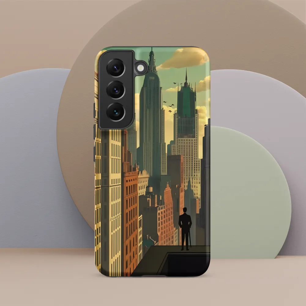 Urban Dreams: A Silhouette in Art Deco Cityscape