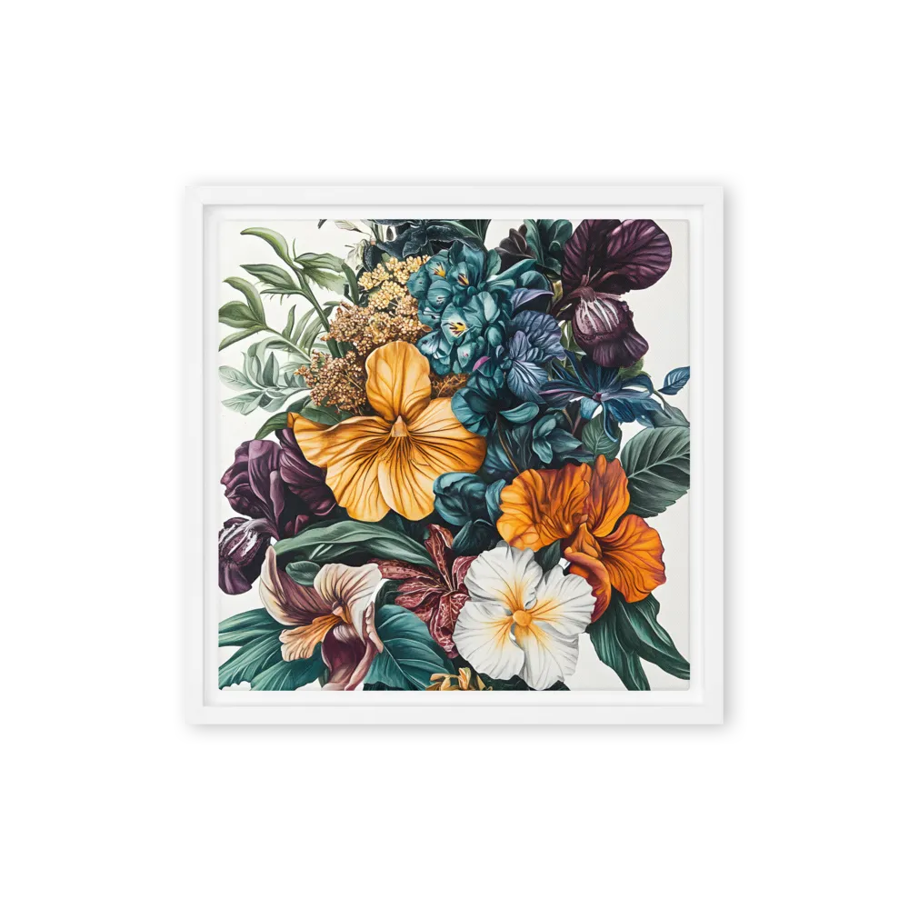 Floral Symphony | Canvas with White Frame | 12″×12″