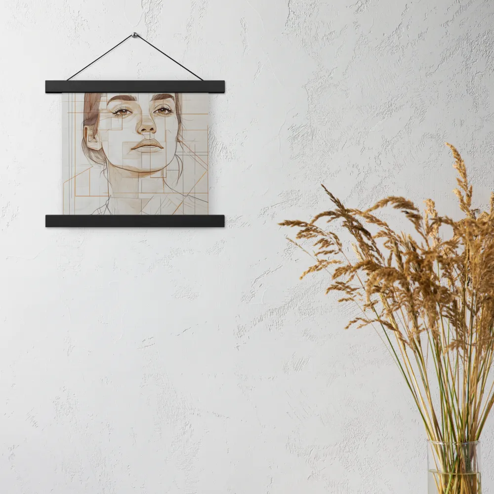 Geometric Serenity: A Minimalist Portrait | Poster With Black Wood Hanger | 10″×10″