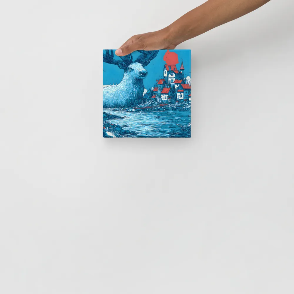 Azure Stag Harbor 
 Canvas | 8″x 8″