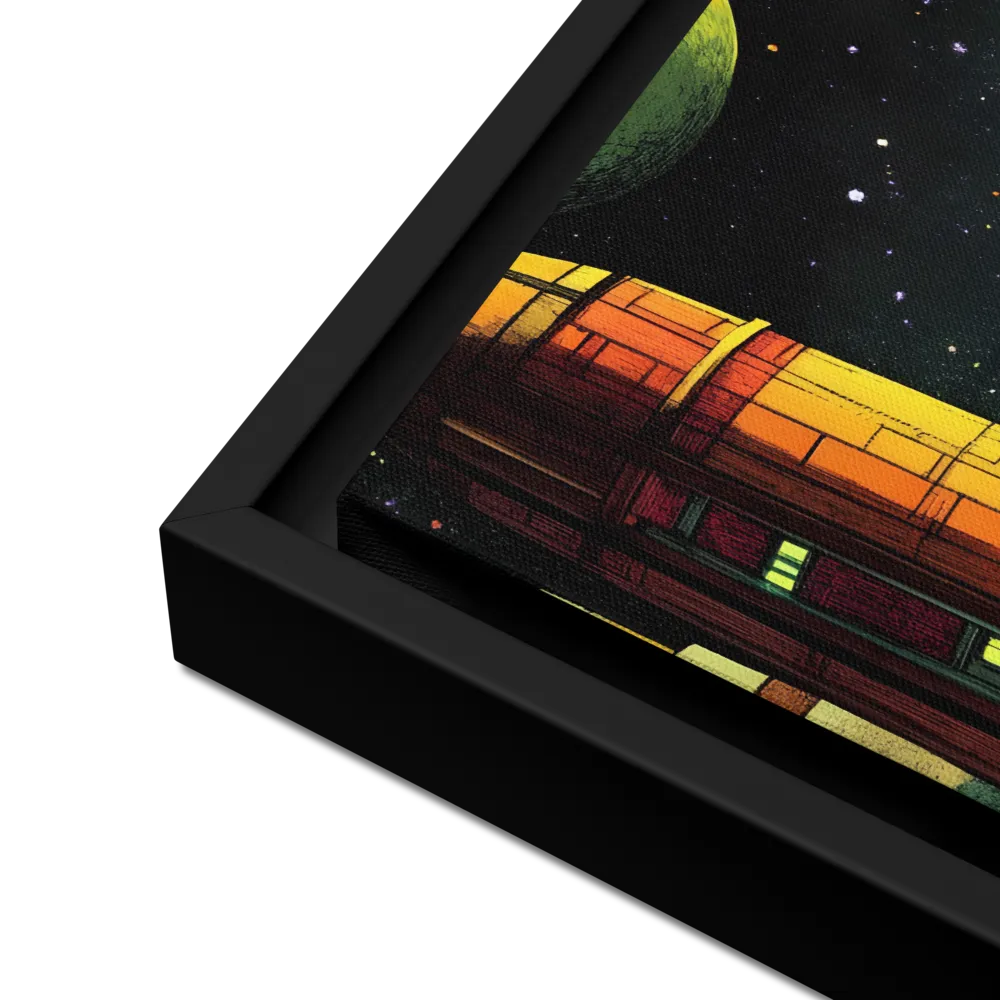 Cosmic Cityscape | Canvas with Black Frame | 12″×16″