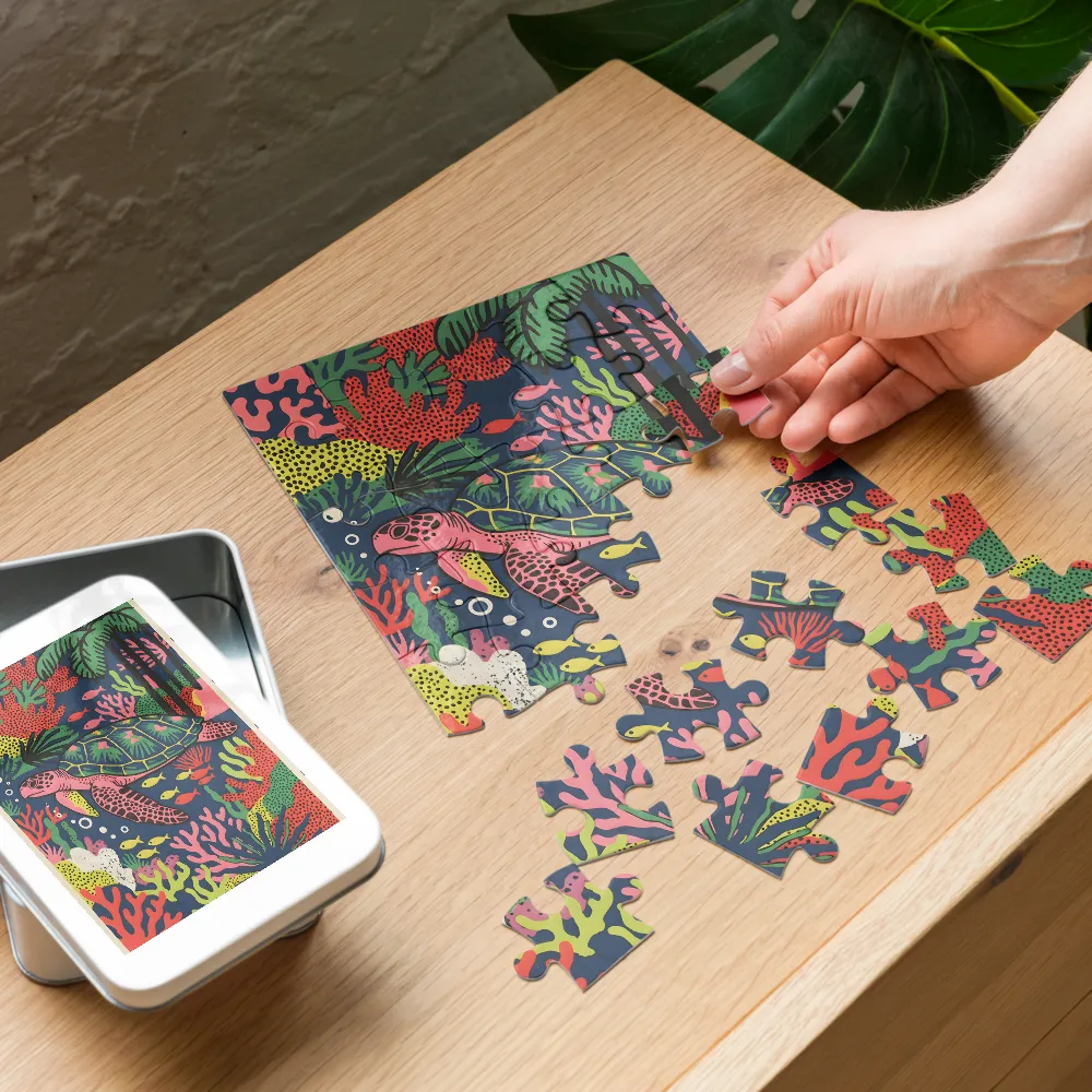 Coral Reef Turtle 
 Jigsaw Puzzle in Tin Box