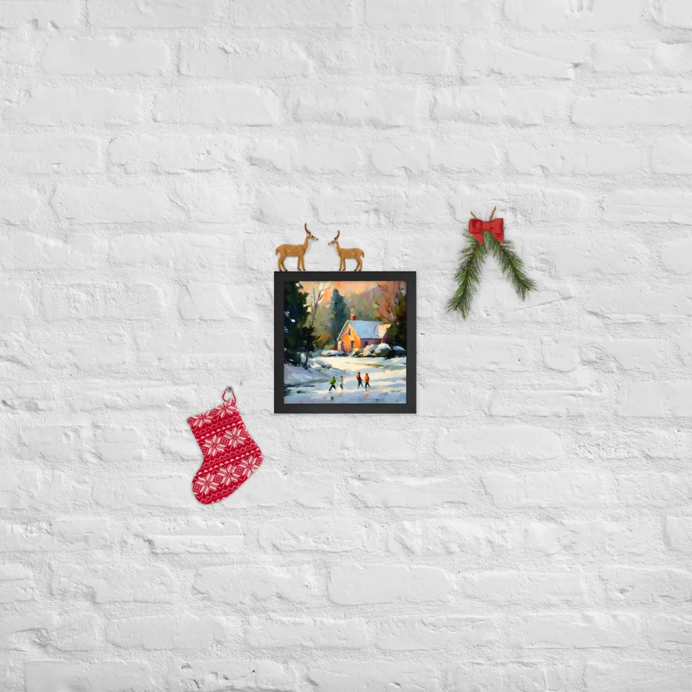 Sunlit Winter Cottage 
 Poster with Black Frame | 10″x 10″