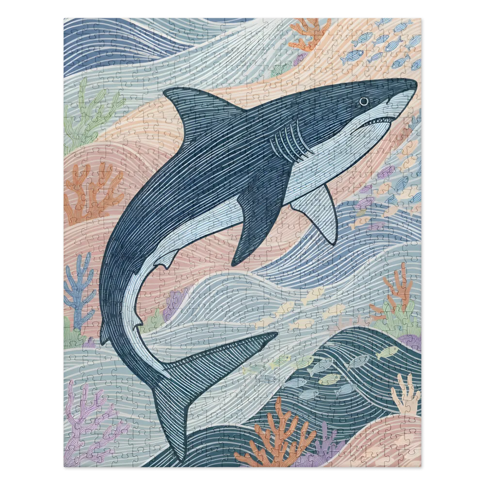 Shark in Flowing Waves 
 Jigsaw Puzzle