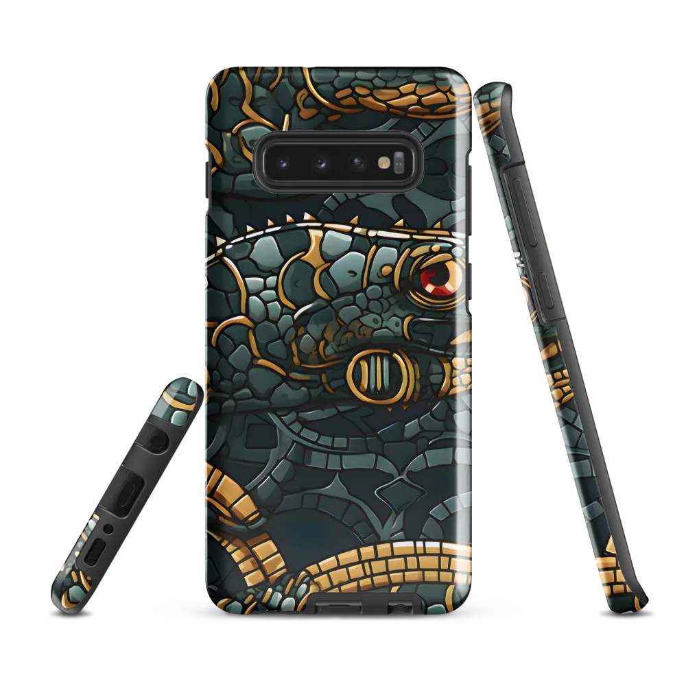 Reptilian Elegance: A Digital Art Nouveau Tapestry | Phone Case |  S10 Plus | Tough Case | Glossy