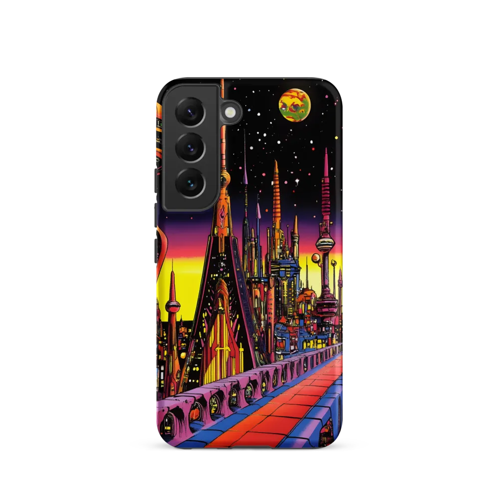 Futuristic Cosmos: A Journey Through Neon Cities | Phone Case |  S22 | Tough Case | Matte