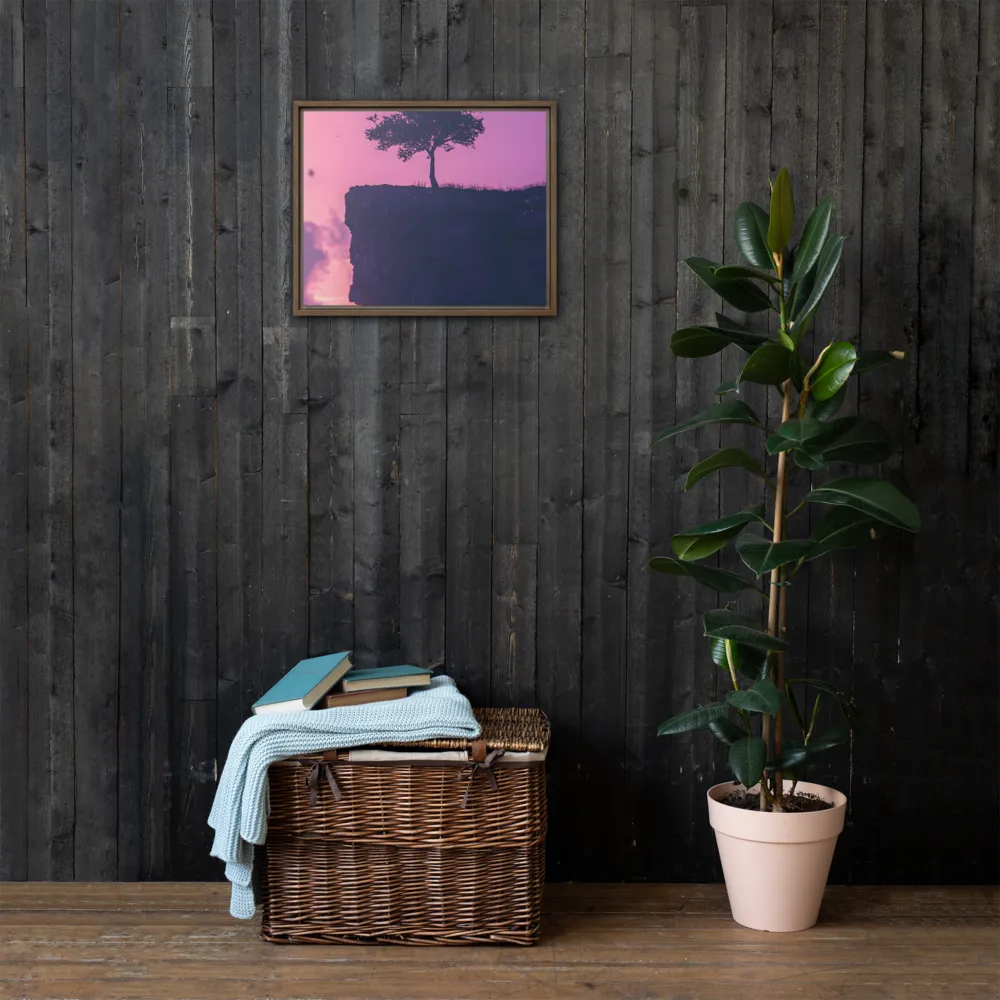 Solitude on the Edge | Canvas with Brown Frame | 16″×20″