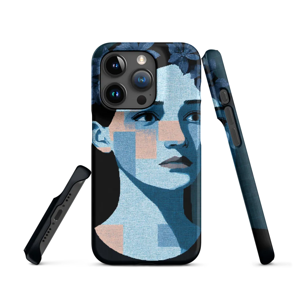 Grid-Wreathed Cyan Portrait