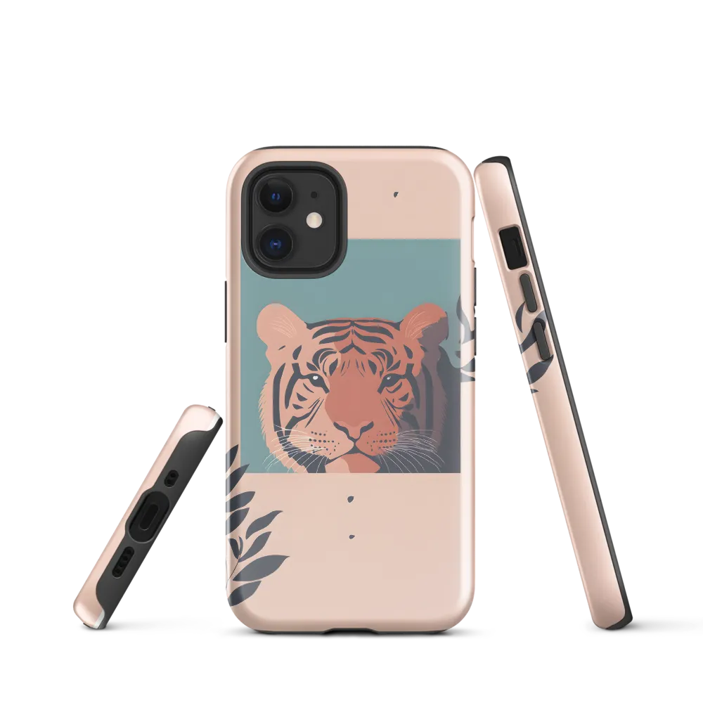 Framed Tiger in Peach and Teal