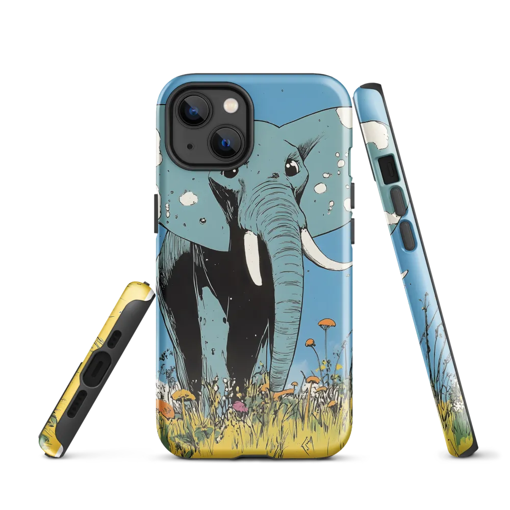 Whimsical Blue Elephant in Bloom