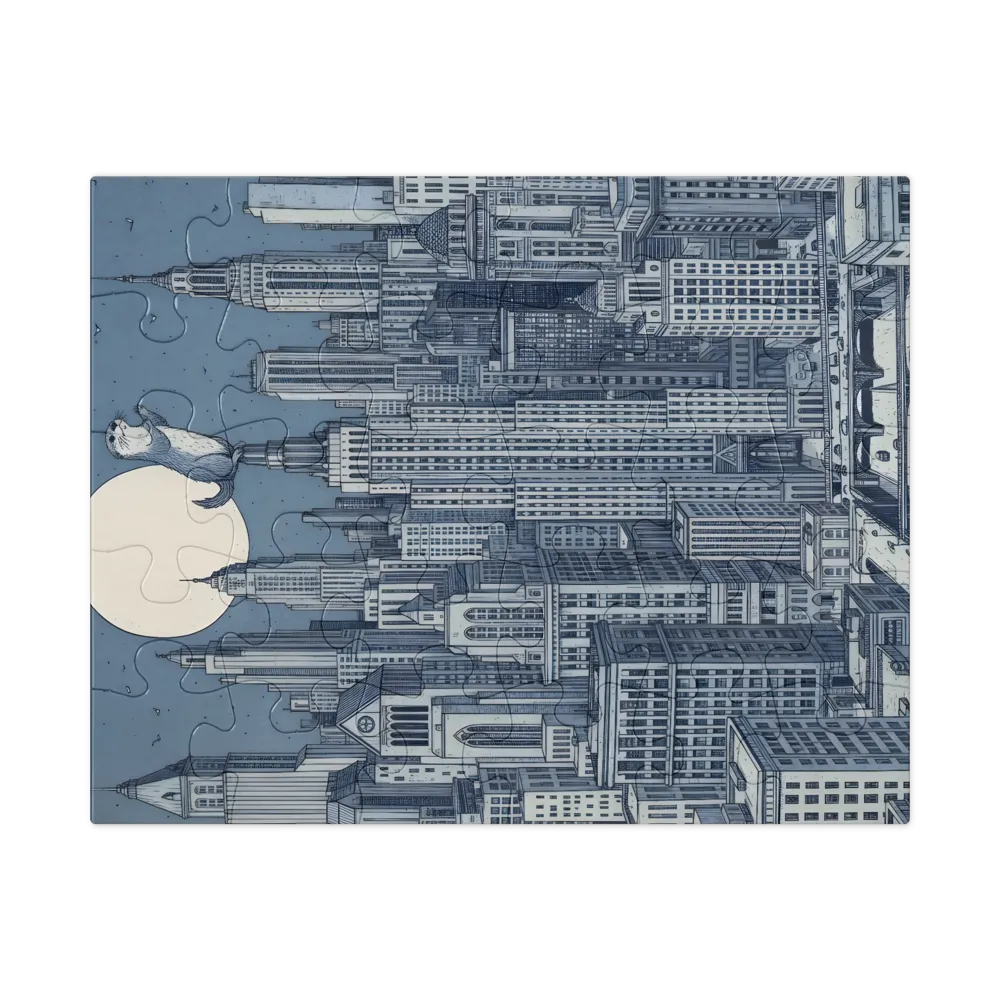 Moonlit Tower Otter 
 Jigsaw Puzzle in Tin Box