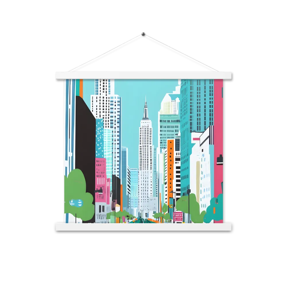 Urban Symphony: A Modern Cityscape | Poster With White Wood Hanger | 18″×18″