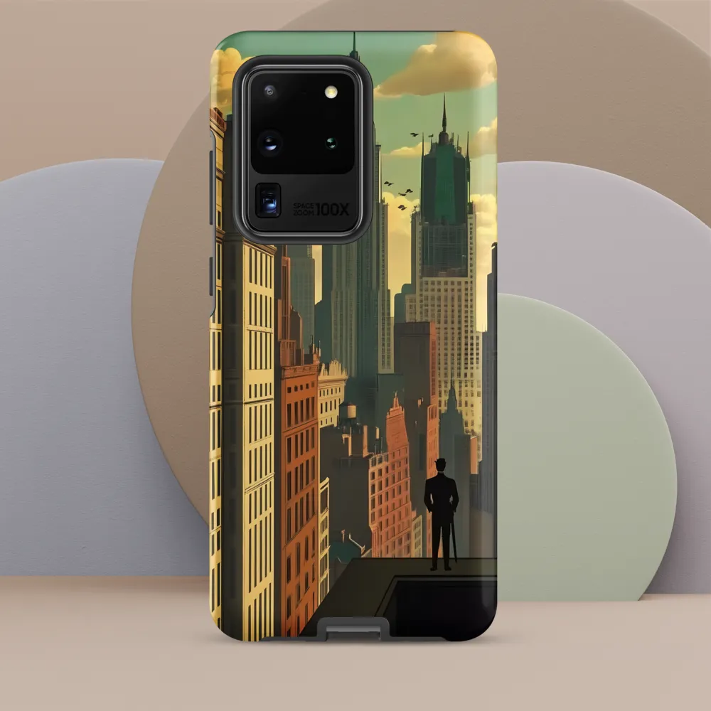 Urban Dreams: A Silhouette in Art Deco Cityscape