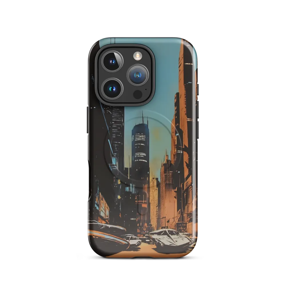 Futuristic Cityscape in Blue and Orange