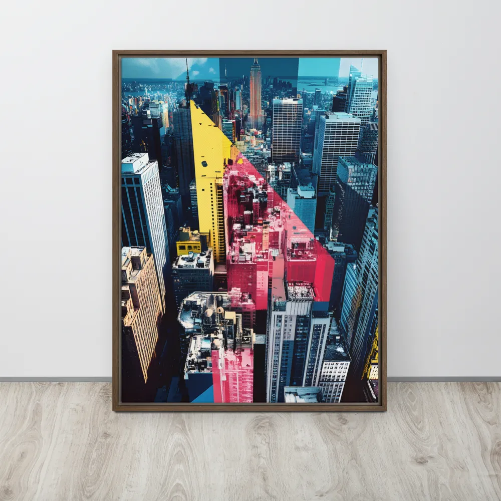 Dynamic Urban Symphony | Canvas with Brown Frame | 24″×32″