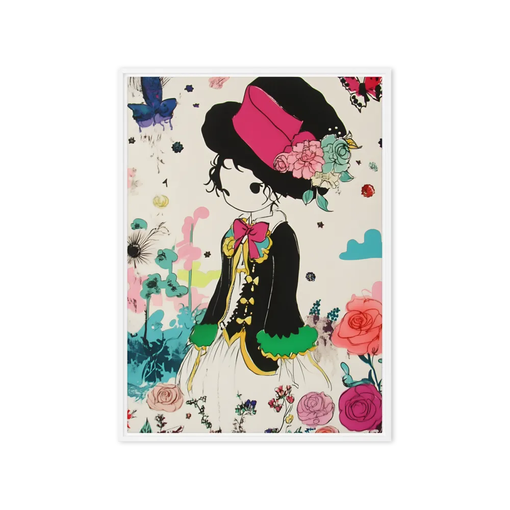 Whimsical Garden Reverie | Canvas with White Frame | 20″×28″