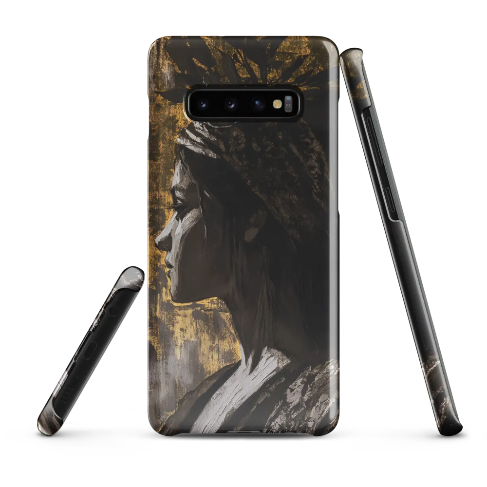 Golden Elegance: A Modern Profile Portrait | Phone Case |  S10 Plus | Snap Case | Glossy