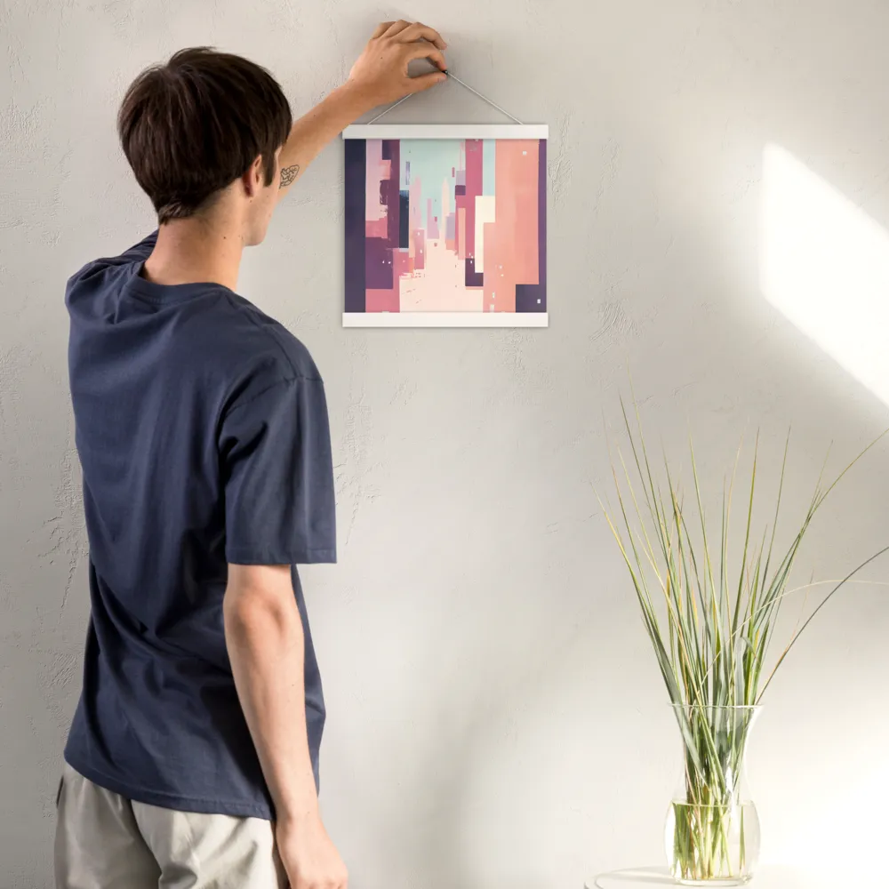 Tranquil Cityscape | Poster With White Wood Hanger | 12″×12″