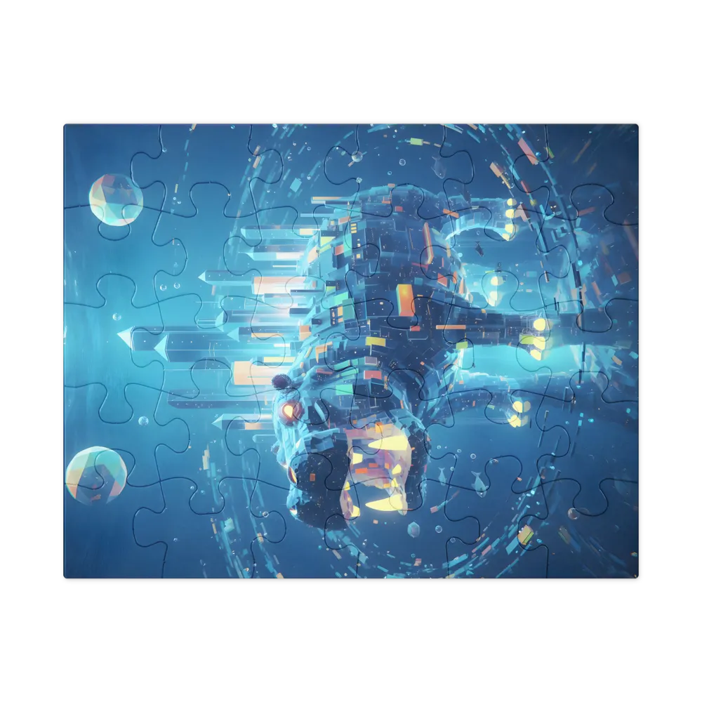 Submerged City Hippo 
 Jigsaw Puzzle in Tin Box