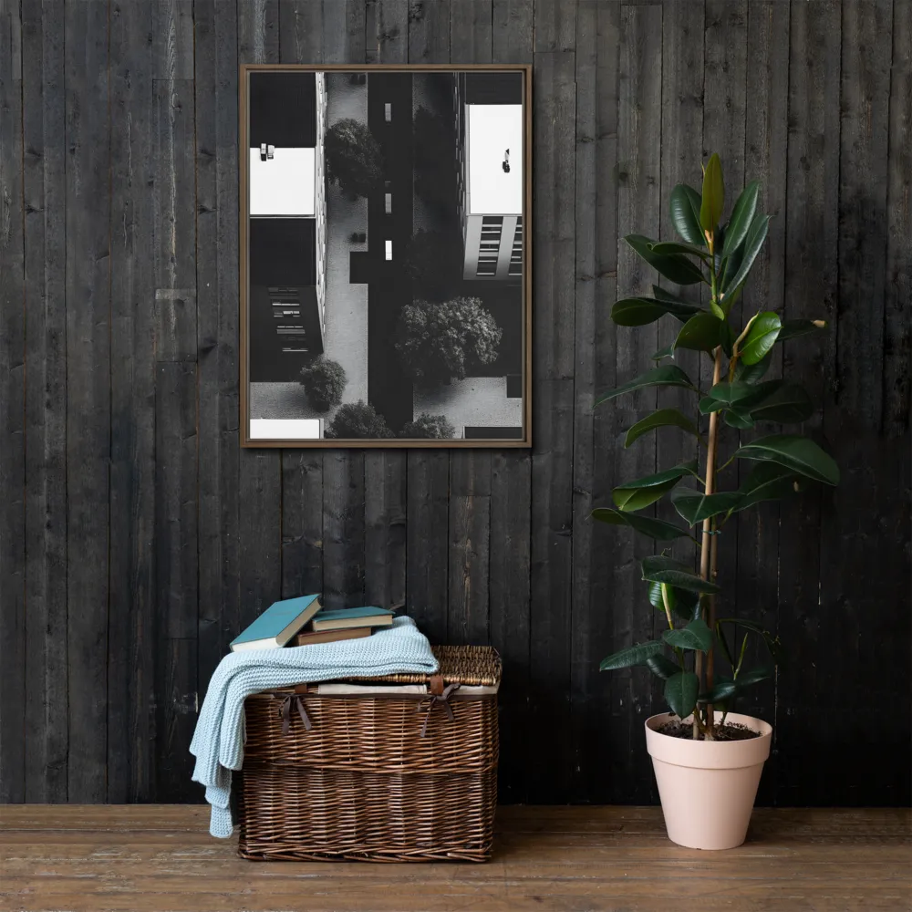 Urban Serenity from Above | Canvas with Brown Frame | 24″×32″