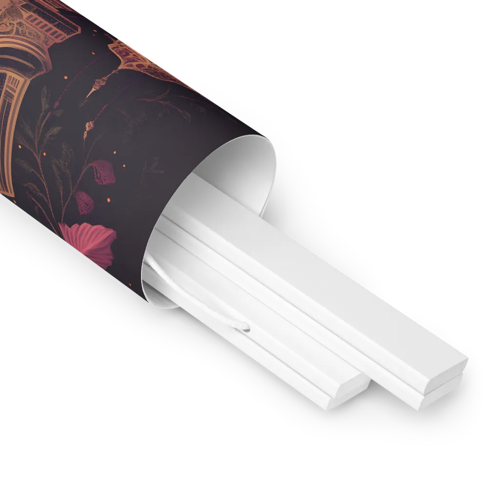 Ornate Harmony: A Digital Floral Architecture | Poster With White Wood Hanger | 12″×12″