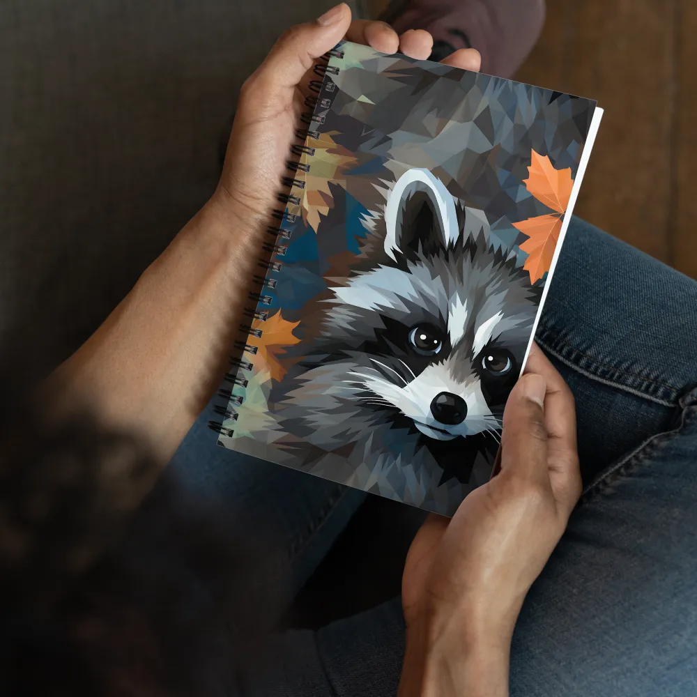 Whispers of Autumn: The Raccoon's Gaze | Spiral Notebook