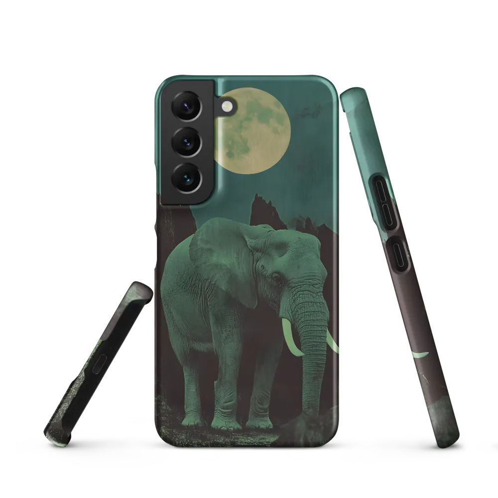 Ethereal Presence: Elephant Under a Full Moon | Phone Case |  S22 | Snap Case | Matte