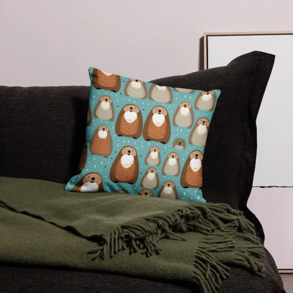 Whimsical Otter Pattern | Pillow Case | 18″×18″