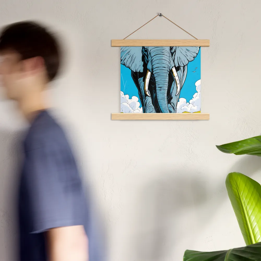 Majestic Presence: The Elephant | Poster With Oak Wood Hanger | 10″×10″