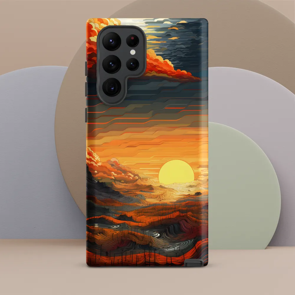 Ethereal Sunset: A Serene Landscape in Flowing Forms
