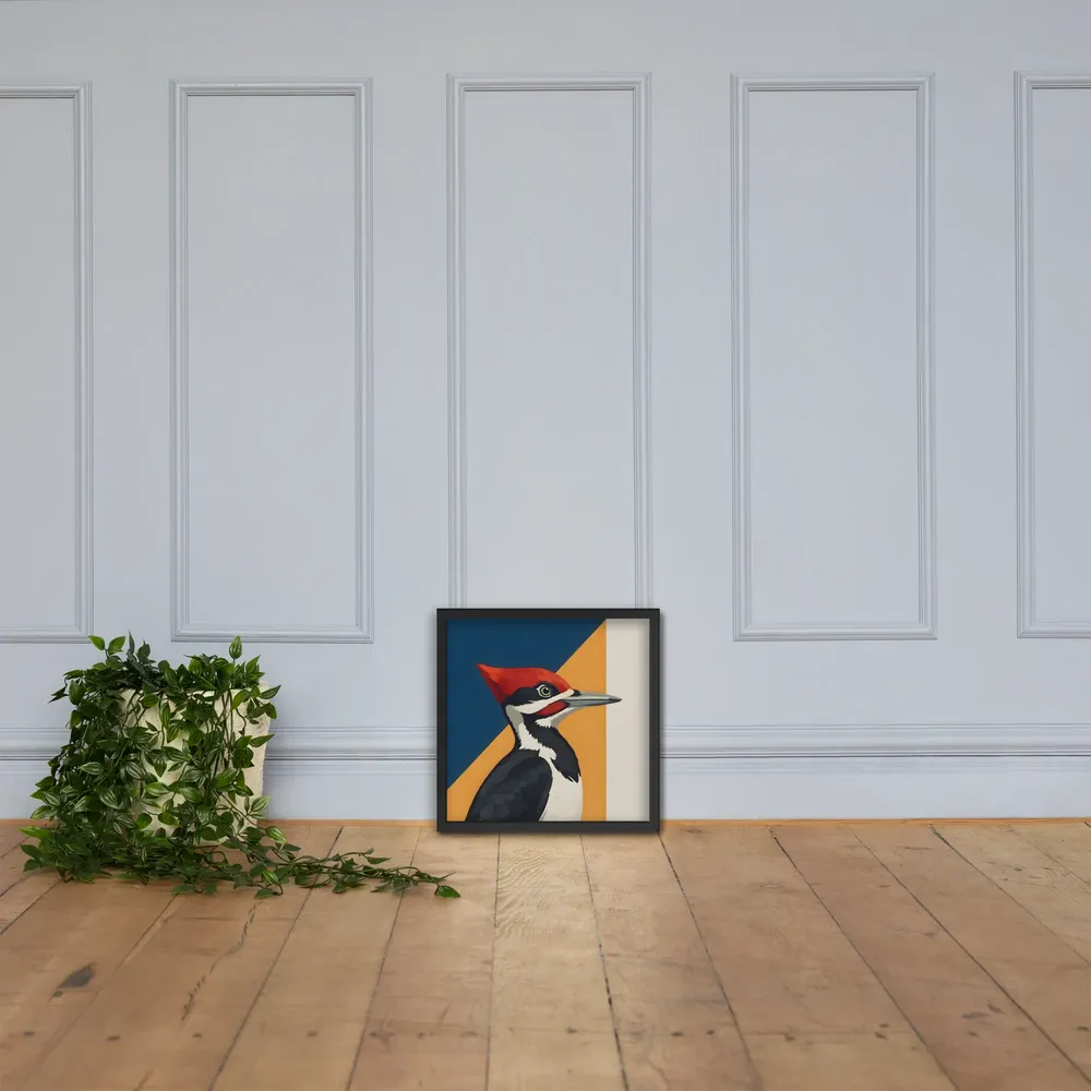 Red‑crested Woodpecker Study 
 Poster with Black Frame | 16″x 16″