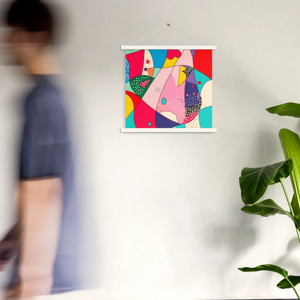 Playful Geometry in Color | Poster With White Wood Hanger | 18″×18″