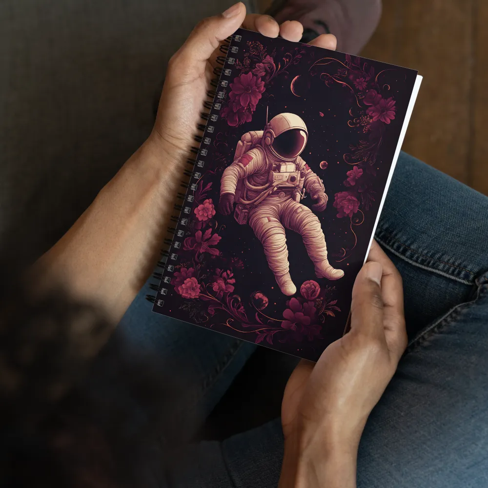 Cosmic Bloom: An Astronaut's Journey | Spiral Notebook