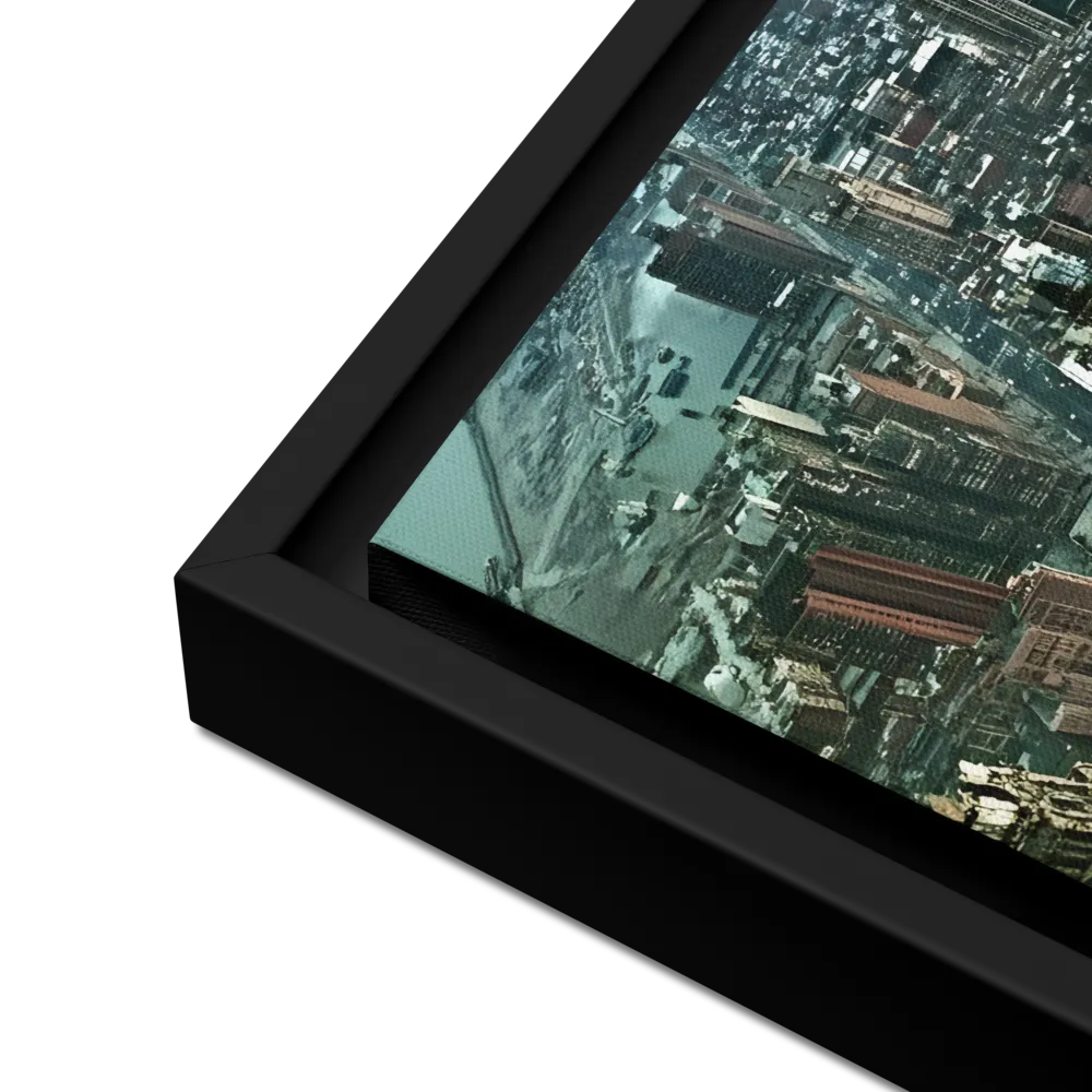 Aerial Symphony of Urban Life | Canvas with Black Frame | 16″×16″