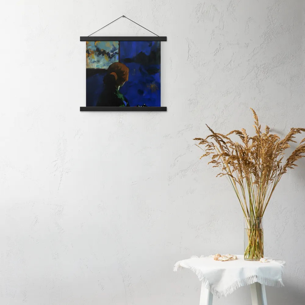 Contemplation Under the Night Sky | Poster With Black Wood Hanger | 14″×14″