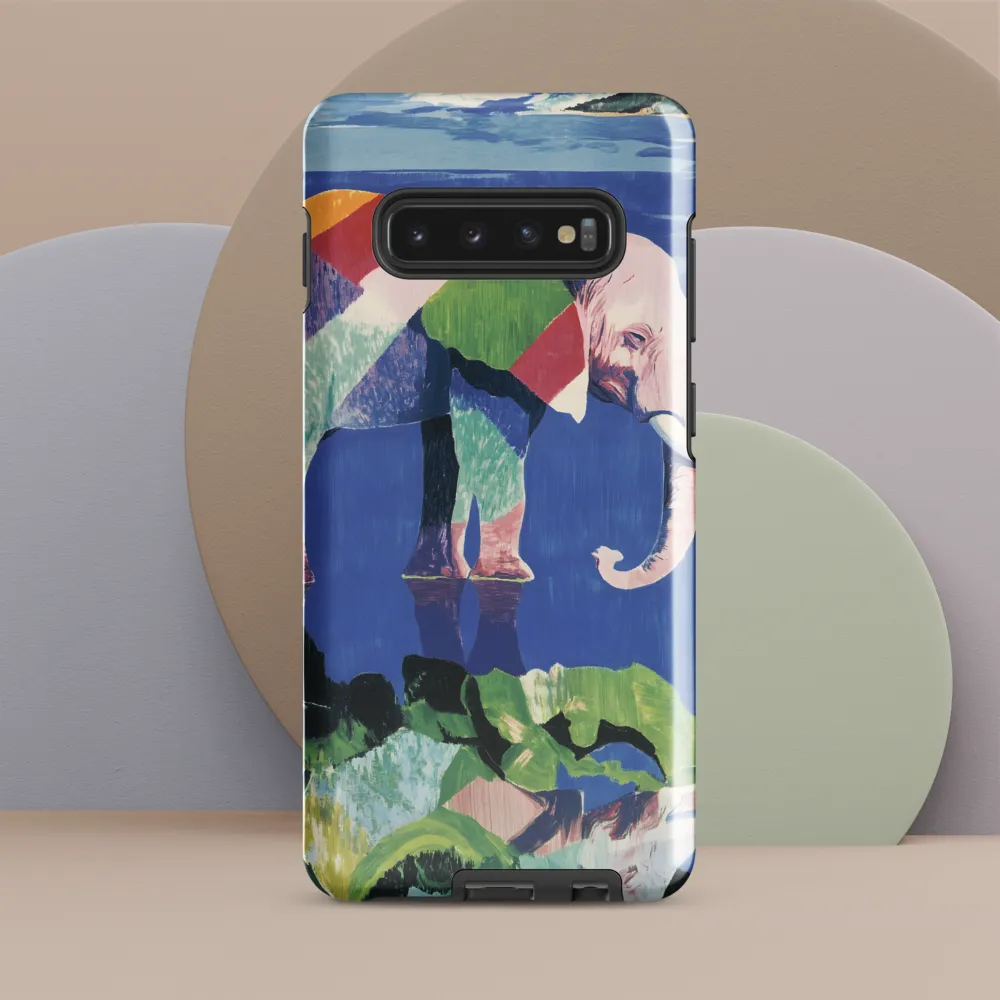 Serenity in Color: The Elephants of Reflection | Phone Case |  S10 Plus | Tough Case | Glossy