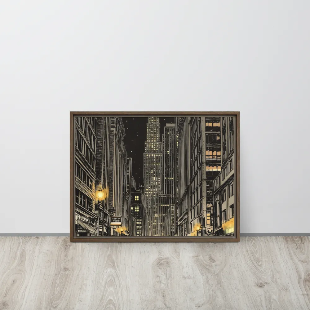 Whispers of the Night City | Canvas with Brown Frame | 18″×24″