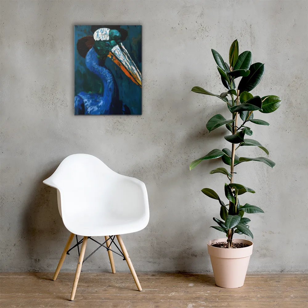 Majestic Absurdity: The Hat-Wearing Bird | Canvas | 18″×24″