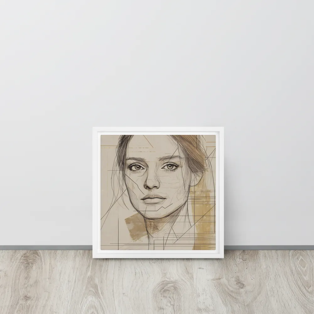 Geometric Elegance: A Modern Portrait | Canvas with White Frame | 12″×12″