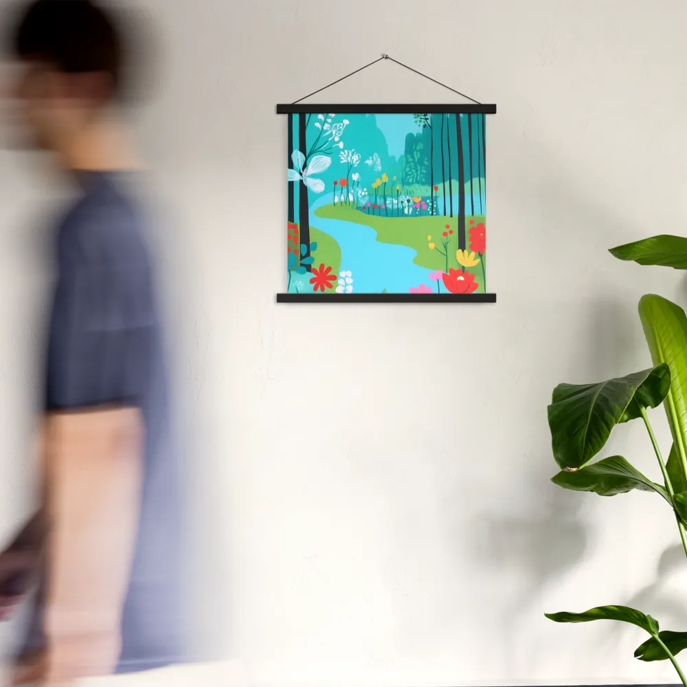 Whispers of Spring: A Colorful Retreat | Poster With Black Wood Hanger | 18″×18″