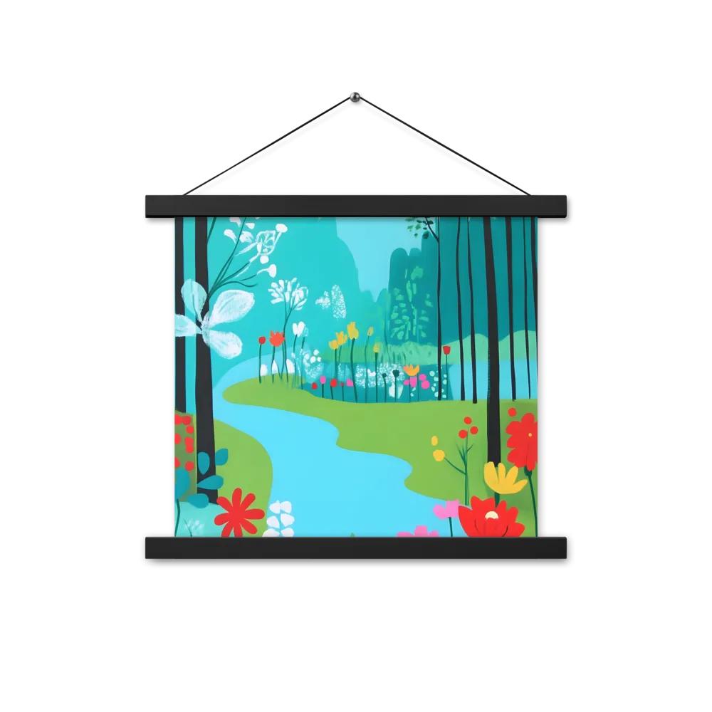 Whispers of Spring: A Colorful Retreat | Poster With Black Wood Hanger | 14″×14″
