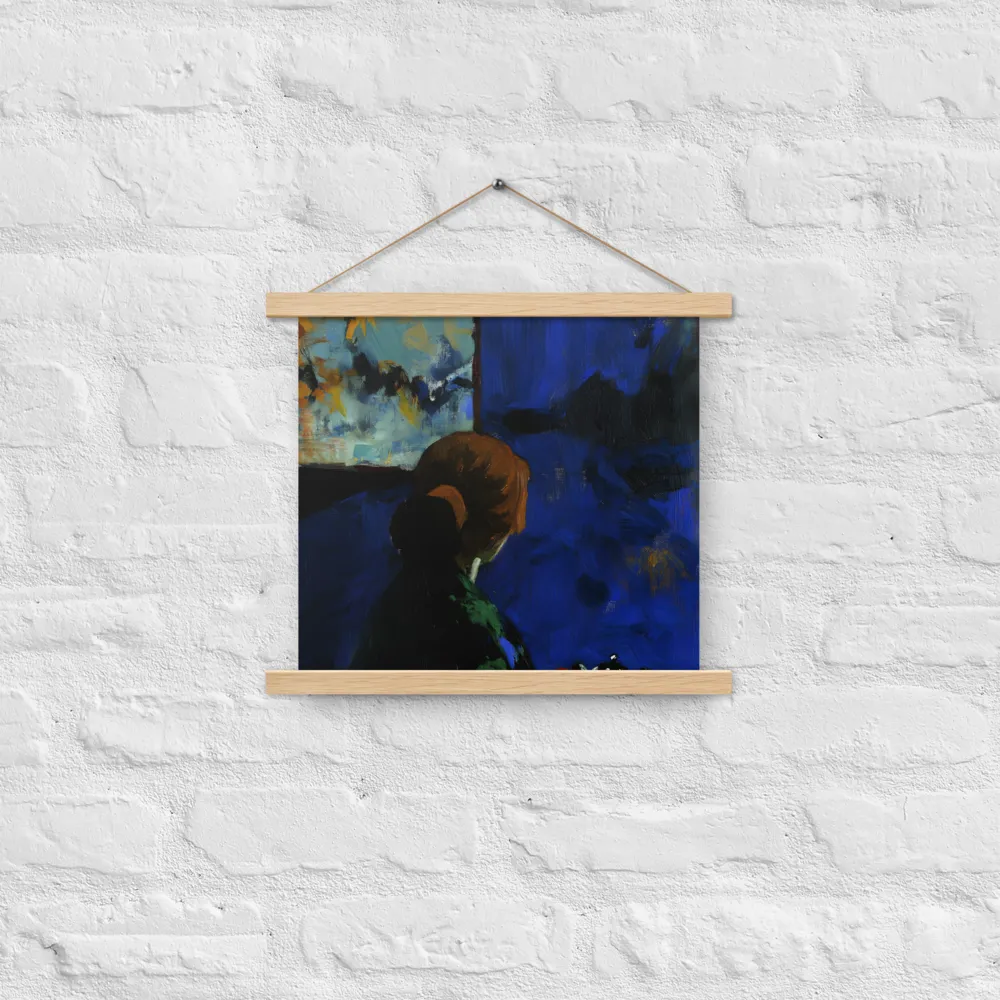 Contemplation Under the Night Sky | Poster With Oak Wood Hanger | 14″×14″