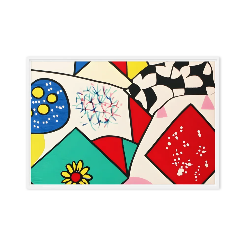 Joyful Geometry: A Playful Dance of Shapes and Colors | Canvas with White Frame | 20″×30″
