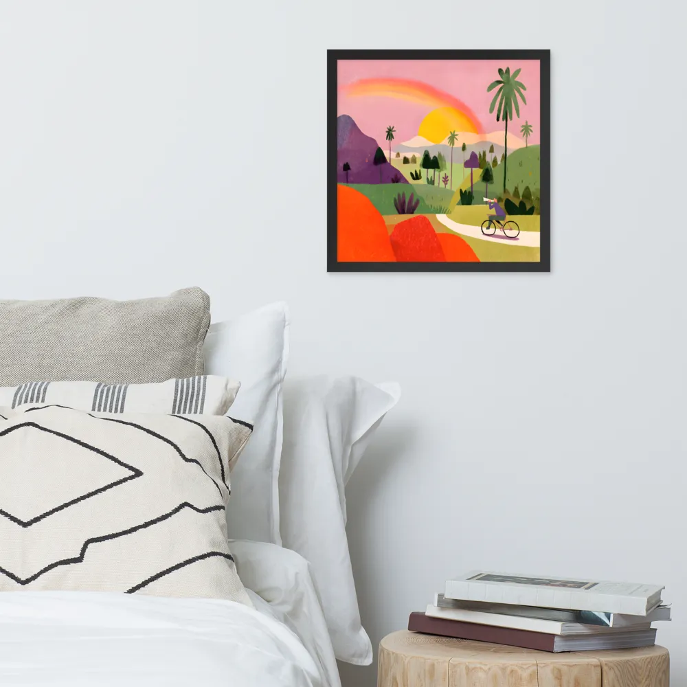 Sunlit Bicycle Ride 
 Poster with Black Frame | 16″x 16″