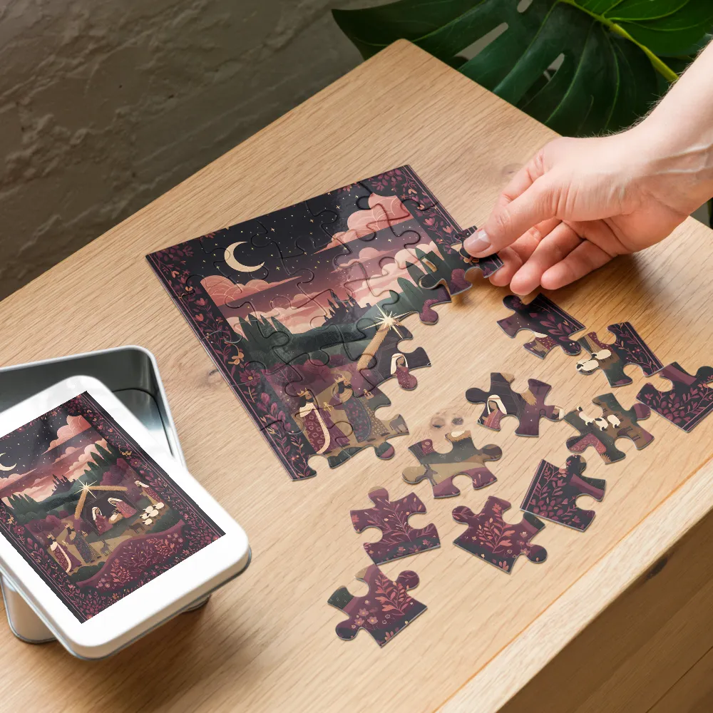 Star Over the Manger 
 Jigsaw Puzzle in Tin Box